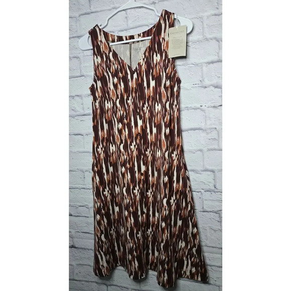 Garnet hill Geometric abstract print knee length sleeveless cotton dress XS - Picture 2 of 8